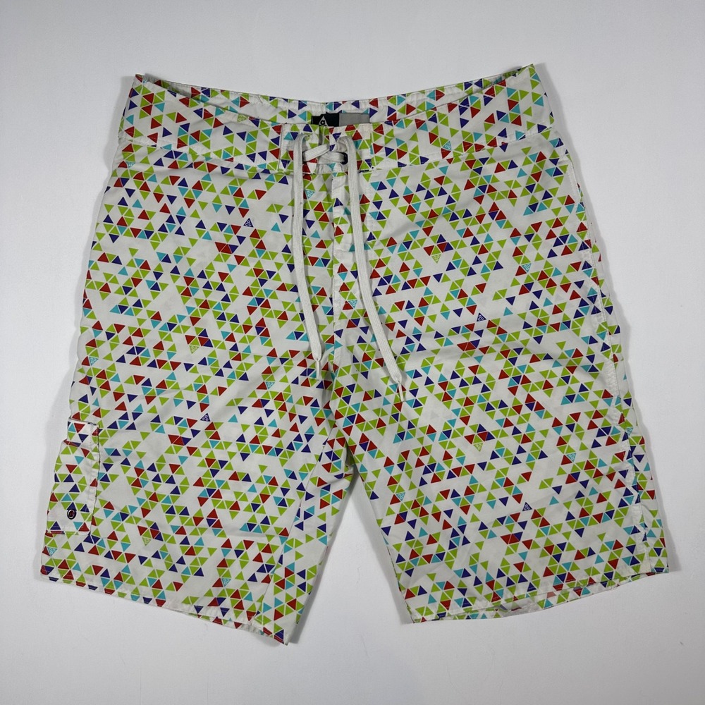 Nike ACG Board Shorts Mens 32 Geometric Triangle Print Multi Color